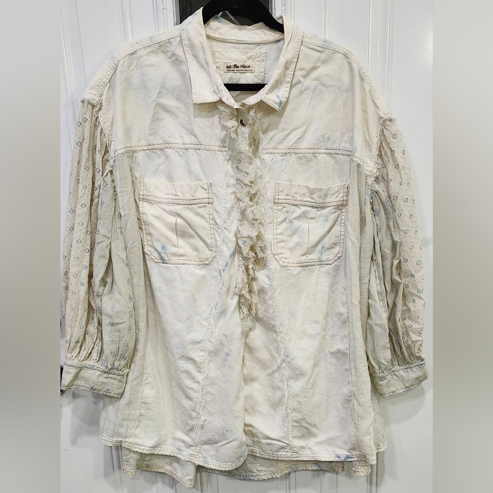 We The Free oversized blouse sun-faded button-down tunic women's XL